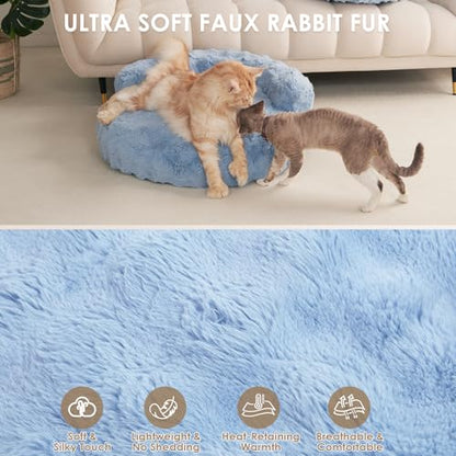 EHEYCIGA Dog Bed Medium Size Dog, Fluffy Small Dog Couch with Removable Washable Cover, Bolster Pet Sofa, Waterproof and Non-Slip, 30" x 30"x 8.5", Blue - color: Blue, size: 30"L x 30"W x 8.5"Th