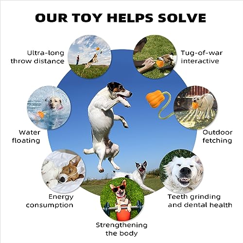 iFur Dog Pumpkin Fetch Toy, Interactive Tug of War Dog Toy, Boredom and Stimulating Chew Toys for Dogs, Tough Indoor/Outdoor Rope Enrichment Toy for Small Medium Large Breed (Fetch)