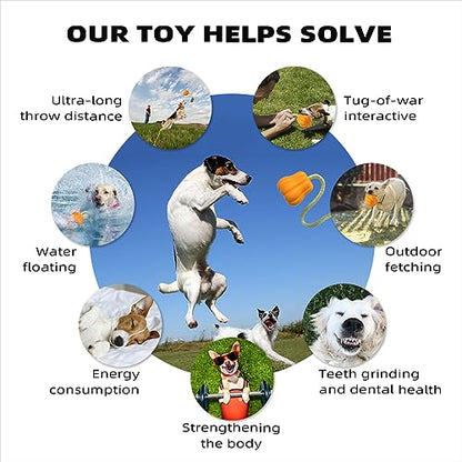 iFur Dog Pumpkin Fetch Toy, Interactive Tug of War Dog Toy, Boredom and Stimulating Chew Toys for Dogs, Tough Indoor/Outdoor Rope Enrichment Toy for Small Medium Large Breed (Fetch)