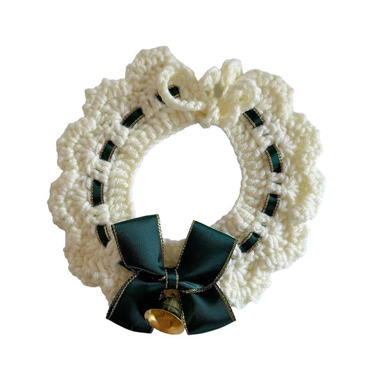 Spring Cat Collar Cute Breakaway Safe Adjustable Cat Collars for Cats Small Dogs Soft Knitted Neck Decor Kitten Collar Girl Cat Supplies for Indoor Cats Pet Collar Accessories (Green Bow & Bell) - color: Green Bow & Bell