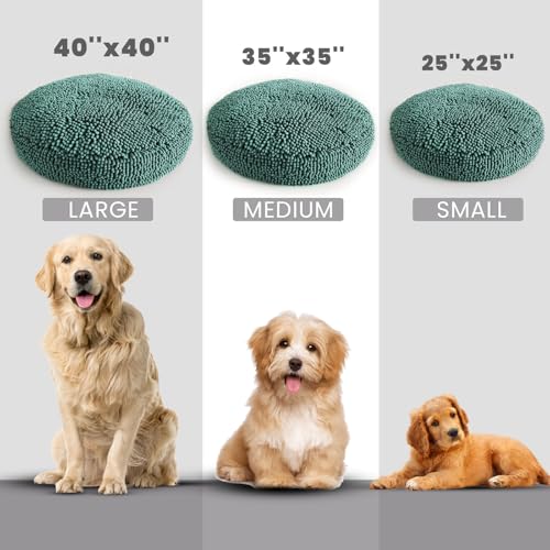 Muddy Mat®Cloud K-9 Bed for Dogs & Cats, Soft & Relaxing Donut Dog Bed, Chenille Material, Removable Cover, Washable & Dryer Safe–Seafoam Green Medium(35'x35') - color: Seafoam Green, size: Medium (35''X35'')