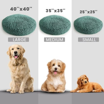 Muddy Mat® Cloud K-9 Bed for Dogs & Cats, Soft & Relaxing Donut Dog Bed, Chenille Material, Removable Cover, Washable & Dryer Safe–Seafoam Green Large(40'x40') - color: Seafoam Green, size: Large (40''X40'')
