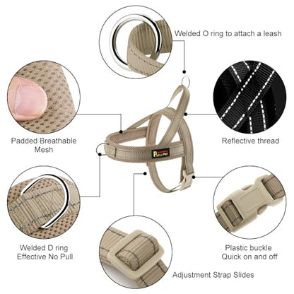 Plutus Pet No Pull Dog Harness with Breathable Mesh Padded, Adjustable Reflective Escape Proof Dog Harness, Quick Fit Dog Vest Harness for Small Dogs(XS, Beige) - color: Beige, size: XS: chest 13.8"-17.3"