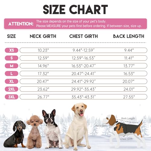 BRKURLEG Dog Winter Jacket, Warm Dog Winter Coats for Small and Medium Large Dogs, Reflective Adjustable Pet Cold Weather Coats, Waterproof Dogs Snow Jacket Clothes Fleece Vest (XS, Rose Red) - color: Rose Red, size: X-Small