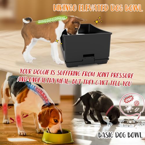Elevated Dog Bowl Stand Set,Quiet Eating Mess Proof Raised Dog Bowls 2 Stainless Steel Food Bowls,Splash Water Collection Non-Slip Small Cat Feeding Table - color: Black, size: Small