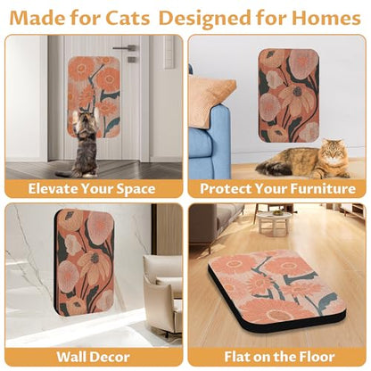 2 Pack Art Cat Scratcher, Wall-Mountable Cat Scratch Pad, Wall Cat Scratcher 16.7x11x1 Inch Cat Scratching Board for Indoor Cats Toy(Flower Series1) - color: Flower Series1