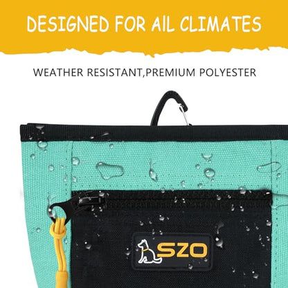 SZO Dog Treat Pouch with Pet Training Clicker, Dog Training Treat Pouch with Waist Belt Clip, Magnetic Closure, Hands-Free Training - Black&Green - color: 305 GreenBlack