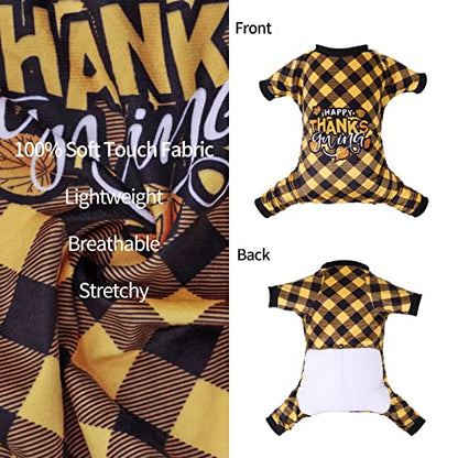 CuteBone Thanksgiving Dog Pajamas Costumes Pet Clothes Cat Apparel Shirt Winter Holiday Cute Pjs Outfits for Doggie Onesies P261XS X-Small - color: Happy Thanksgiving, size: X-Small