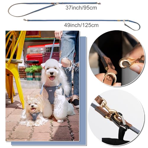No Pull xs Dog Harness with Multifunction Dog Leash,Soft Adjustable No Choke Escape Proof Pet Harness Vest,Denim Light Blue,XXS - color: Pocket-Light Blue, size: XXS