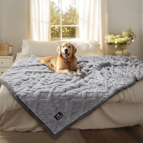 Luciphia Waterproof Pet Blanket, Liquid Pee Proof Dog Blankets for Sofa Bed Couch, Reversible Sherpa Fleece Furniture Protector Cover for Small Medium Large Dogs Cats,Light Grey X-Large（85" x 57"） - color: Light Grey, size: XL (85" x57")