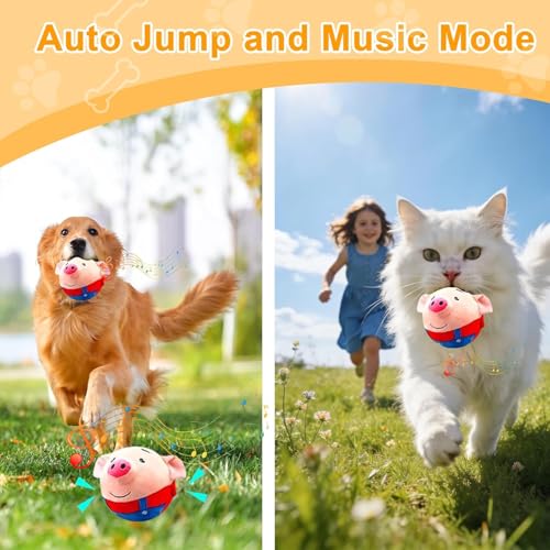 2026 New Interactive Dog Plush Toy - Rechargeable Squeaky Moving Ball with Talking Sound, Washable Cartoon Pig Design, Boredom & Anxiety Relief Pet Toy for Puppies Small Medium Dogs (Blue)