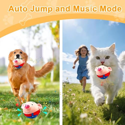 2026 New Interactive Dog Plush Toy - Rechargeable Squeaky Moving Ball with Talking Sound, Washable Cartoon Pig Design, Boredom & Anxiety Relief Pet Toy for Puppies Small Medium Dogs (Blue)