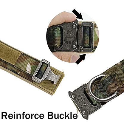 Tactical Dog Collar and Leash Set Adjustable Military Nylon Dog Collar with Control Handle and Heavy Duty Metal Buckle for Large Dogs（Camo S - color: Camo SET(collar+leash), size: Small (Pack of 1)