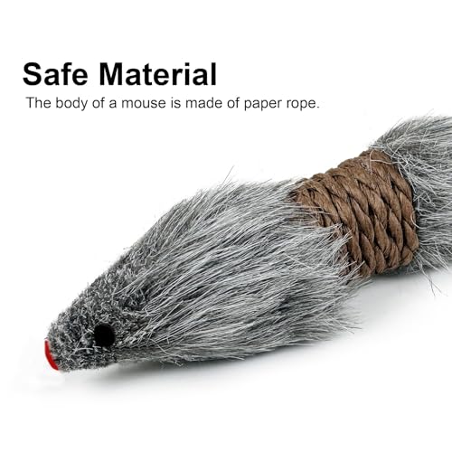 TTcat 2Pcs Cat Mice Toys,Faux Fur Cat Kicker Toys Large Mice with Long Tail Without Catnip, Interactive Catch Play Mouse Toy for Indoor Cats and Kittens.