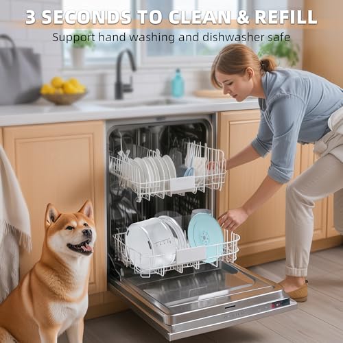 Decflow 1.2Gallon Dog Water Bowl No Spill, 4.5L Large Capacity Spill Proof Dog Bowls with Transparent Floating Disk, No Splash Slow Drinking Dog Bowl for Sloppy Messy Drinkers (Clear) - color: A-Transparent