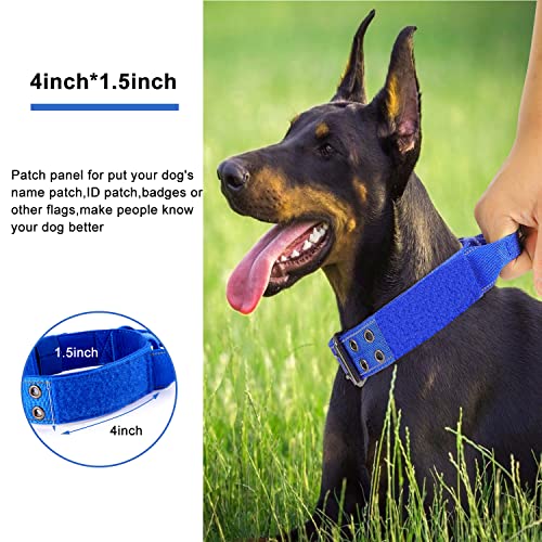Reflective Dog Collar Heavy Duty Tactical with Control Handle and Metal Buckle for Dog Training(M,Blue) - color: Blue, size: Medium (Pack of 1)