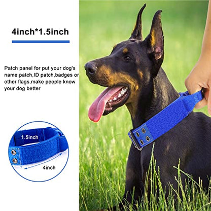Reflective Dog Collar Heavy Duty Tactical with Control Handle and Metal Buckle for Dog Training(XL,Blue) - color: Blue, size: X-Large (Pack of 1)