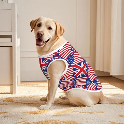 SWEET TANG Dog Lightweight T-Shirt British American Flag Repeat Pattern, Cool Breathable Stretchy Medium Large Dog Shirts, Soft Pet Shirts for Puppy Kitty Cats, X-Large - color: Pattern (112), size: X-Large