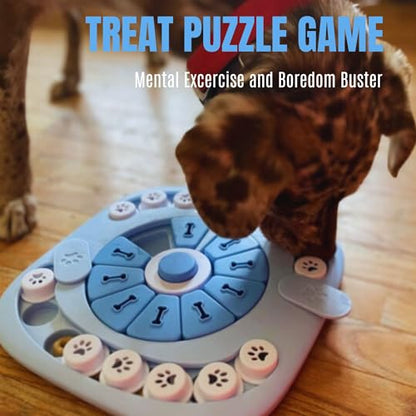 Dog Puzzle Toys Level 2, Dog Puzzles for Smart Dogs, Interactive Dog Treat Puzzles for Large Medium Small Dogs with Suqeaky Dog Button Design - color: Blue Level 2