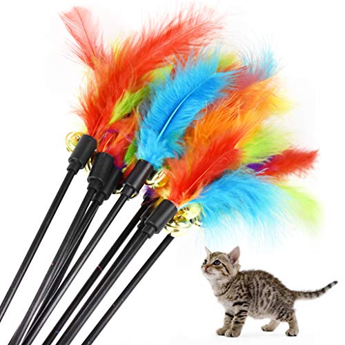 Toy Wand Interactive Teaser with Feather and Pet for Indoor Outdoor Kitten Toys Mice Animal Ball Food Dispenser Dancer Wand Fishing Tunnel Da Bird Balls Pointer Scratcher
