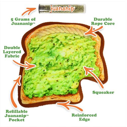 Doggijuana Cafe Combo Refillable Juananip Toy Bundle | Avocado Toast & Everything Bagel | Funny Dog Toy Plush with Catnip and Refill | Interactive Chew for Play - style: Avocado Toast & Everything Bagel