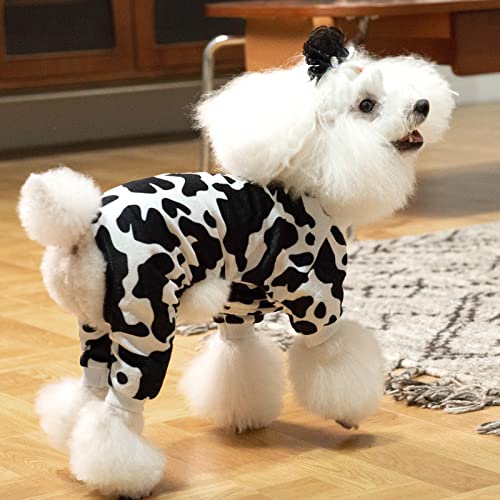 CuteBone Dog Pajamas Costumes Fleece Pet Clothes Puppy Onesie Winter Holiday Cute Cat Jammies Keep Your Pet Warm in the Cold Weather P222M - color: A07-Cow, size: Medium