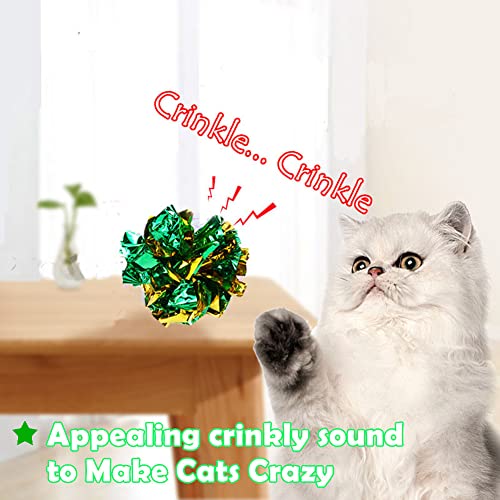 Mylar Crinkle Balls Cat Toys Interactive Crinkle Cat Toy Balls Independent Pet Kitten Cat Toys for Fat Cats Kittens Exercise, Soft and 2.36 to 2.5-Inch (24 Pack) - size: 24 Pack