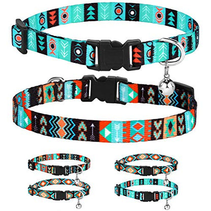 CollarDirect Cat Collar Breakaway with Removable Bell Set of 2 PCS - color: Ethnic + Tribal