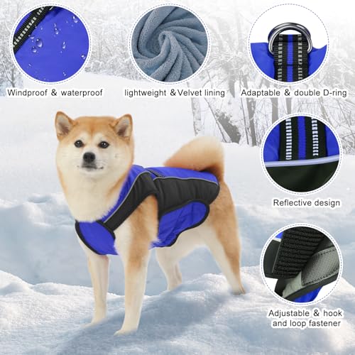 Dog Coat, Water-Resistant Dog Clothes, Warm Fleece Lining Dogs Coats, Winter Windproof Dogs Jackets with Reflective, Pet Vest for Small Medium Large Pets - 1 PCS - color: Dark Blue, size: XL ( 42-65 LB | 20.47"Neck Girth )