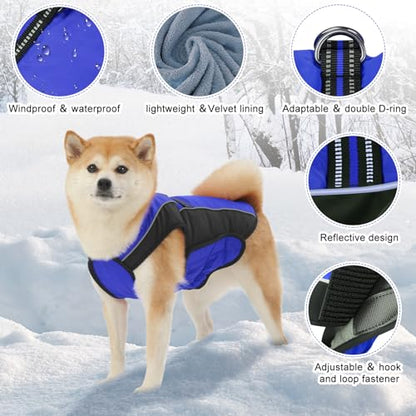 Dog Coat, Water-Resistant Dog Clothes, Warm Fleece Lining Dogs Coats, Winter Windproof Dogs Jackets with Reflective, Pet Vest for Small Medium Large Pets - 1 PCS - color: Dark Blue, size: S ( 7-15 LB | 12.59"Neck Girth )