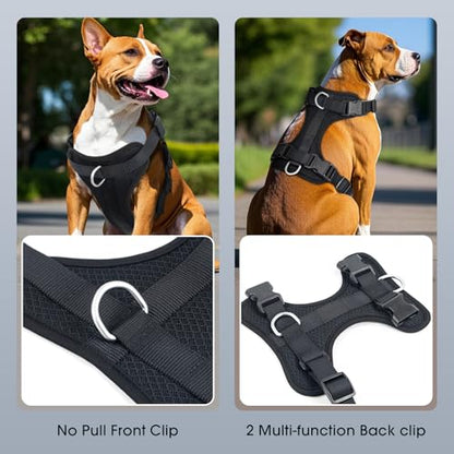 Dog Harness Medium Sized, Pet Vest with Front Clip, Adjustable Puppy Harness with 3 Fast Release Buckles[Easy to Put on & Take Off] (Black, S) - color: Black, size: S: Neck=14"-18.5"/Chest=13"-24"