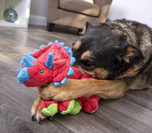 goDog Dinos Frills Squeaky Plush Dog Toy with Chew Guard Technology, Durable Fabric & Squeaker for Active Play, Red, Large - color: Dinos Frills (Red), size: Large