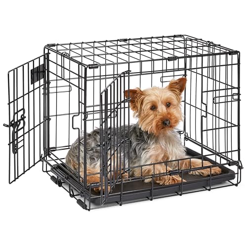 MidWest Homes for Pets 18-Inch iCrate for Tiny Breeds, Up to 10 lbs, Single Door Folding Dog Crate with Divider Panel, Leak-Proof Tray & Secure Latch, Portable, Durable & Easy to Assemble - size: 18.0"L x 12.0"W x 14.0"H