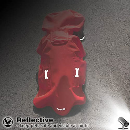 Dog Raincoat,Waterproof Rain Poncho with Hoodie, High Reflective Adjustable Pet Rain Jacket with Leash Hole for Small Medium and Large Dogs (Red, Small) - color: Red, size: Small: 9-13lbs