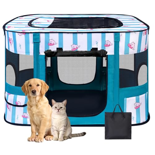 Dog Play Pen Indoors, Pink Crate, Dog Pen,Portable Foldable Playpen Indoor for Small/Medium Dogs, Puppy Cat Pet Playpen, Exercise Kennel Tent Crate - color: Green