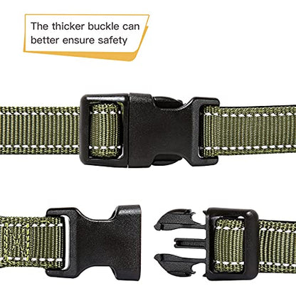 HEELE Dog Collar, Reflective Dog Collar, Soft Neoprene Padded Breathable Nylon Pet Collar Adjustable for Small Dogs, Army Green, S(10.23-14.96") - color: Army Green, size: Small (10.23-14.96")