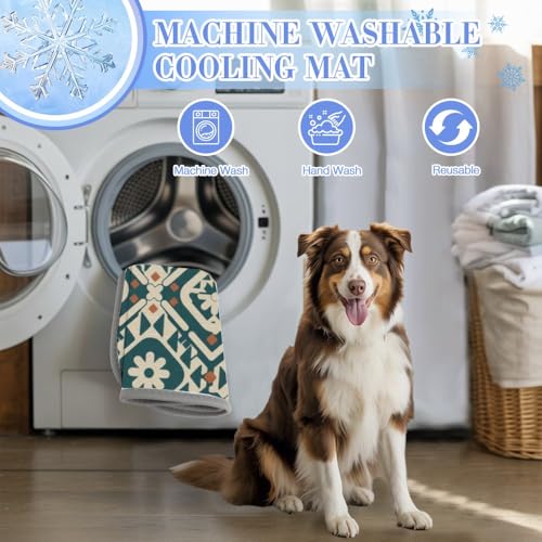 Dog Cooling Blanket Ice Silk Dog Bed Cooling Mat Floral Silhouettes Pet Bed for Dogs Washable Pad Dogs 28" X22" Crate Mats Blanket for Crate, Indoor& Outdoor Floor, Car Seats