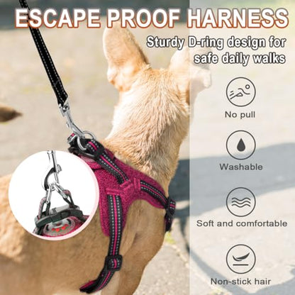 Dog Harness Step in Dog Vest Harness, Reflective Adjustable Puppy No Pull Harness Breathable Soft for Small and Medium Dogs Cats, Pink/Black, XXS - color: Pink/Black, size: XX-Small