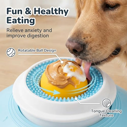 Dog Lick Bowl,Lick Bowl for Dogs Slow Feeder Dog Bowls for Liquid Food Treat,Lick and Roll Bowl for Dogs Anxiety Relieving Dog Lick Bowl with Ball,Snack Dispenser Non-Slip Pet Toys for Dogs Cats