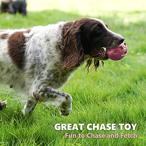 EASTBLUE Squeaky Dog Toys for Aggressive Chewers: Rubber Puppy Chew Ball with Squeaker, Almost Indestructible and Durable Pet Toy for Medium and Large Breed - color: Pink