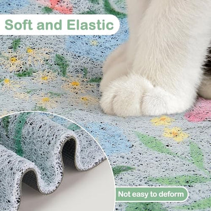 Glittme Cat Litter Mat with Non-Slip Bottom Litter Box Mat 40"X30" Litter Trapping Mat Easy to Clean Washable Cat Food Mat for Kitty,XL - color: Blue-pink, size: 40"x30"