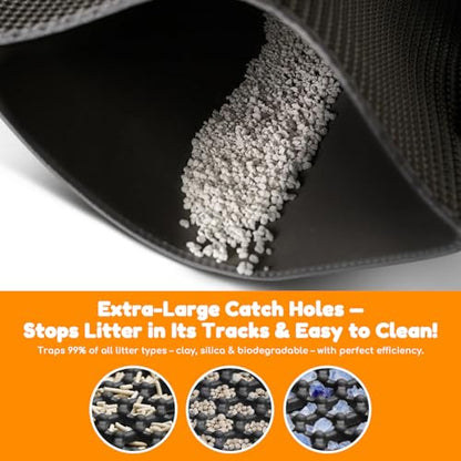 Extra Large Waterproof Cat Litter Mat - New 31x24 Inch Honeycomb Double Layer Traps Litter, Waterproof & Non-Slip Floor Protector, Easy Clean, Odor-Free, Cream - color: Cream