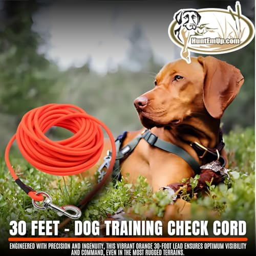Dog Training Ruff-Cord Check Cord Tracking Leash 30 ft. - Ultimate Mallard Trainer - Waterfowl Scent - Lanyard and Whistle Dog Training Kit HuntEmUp