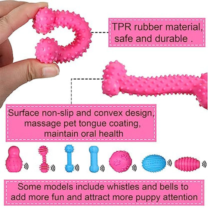 Sanwuta 30pcs Puppy Dog Toy Bulk for Aggressive Chew Rubber Pet Teething Toy for Small Dog Cute Soft Durable Interactive Gift Supplies for Outdoor Play Breed Accessories