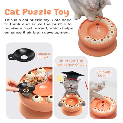 Cat Puzzle Toy for Cats Indoor, Slow Feeder Bowl for Fast Eaters, Interactive Kitten Enrichment Toy - color: pink