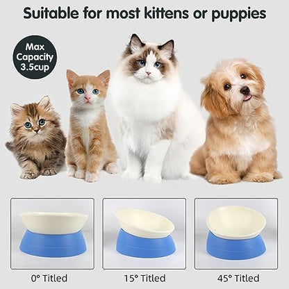 Bulldog Bowl Anti-Slip Dog Cat Dish Detachable Rubber Dog Bowl Pet Sterile Tilted Pet Feeder Slope Base (Blue, 3.5 Cup (Medium/Large Dog)) - color: Blue, size: 3.5 Cup ( Medium/Large Dog )