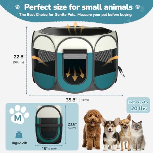 Foldable Pet Playpen for Cat Dog - Portable Cats Dogs Kennel Pop Up Dog Playpens, Medium Pets CrateTent Cage with Carrying Case for Outdoor Travel - style: M