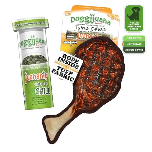 Doggijuana Doggi Duo Refillable Juananip Toy Bundle | Tomahawk & Juananip | Funny Dog Toy Plush with Catnip and Refill | Interactive Chew for Play - style: Tomahawk & Juananip