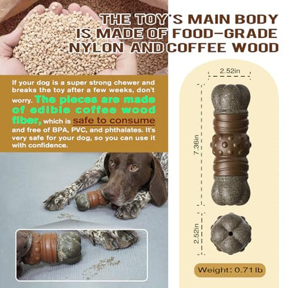 LiuMelinda Dog Chew Toys for Aggressive-Chewers - Indestructible Dog Toy for Aggressive Chewer，Tough Chew Toys for Dogs （Rubber Log-Bone） - color: 07-Log-Bone