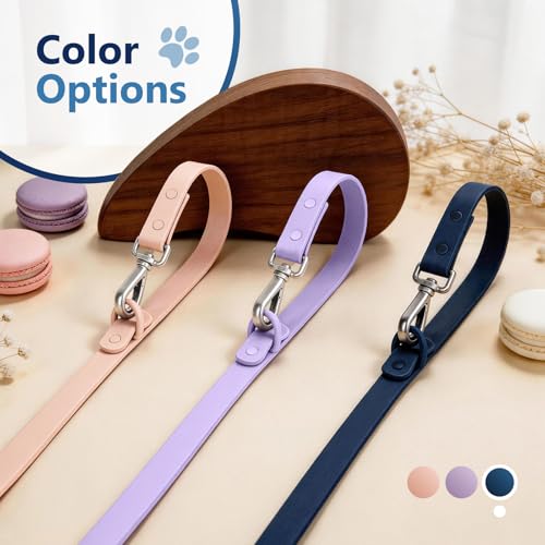 Waterproof Dog Leash, Easy to Clean, Blue PVC Leash with Multifunctional Dual Hooks, Adjustable 3ft-6ft for Walking, Heel Training, Swimming (Navy Blue) - color: Navy Blue